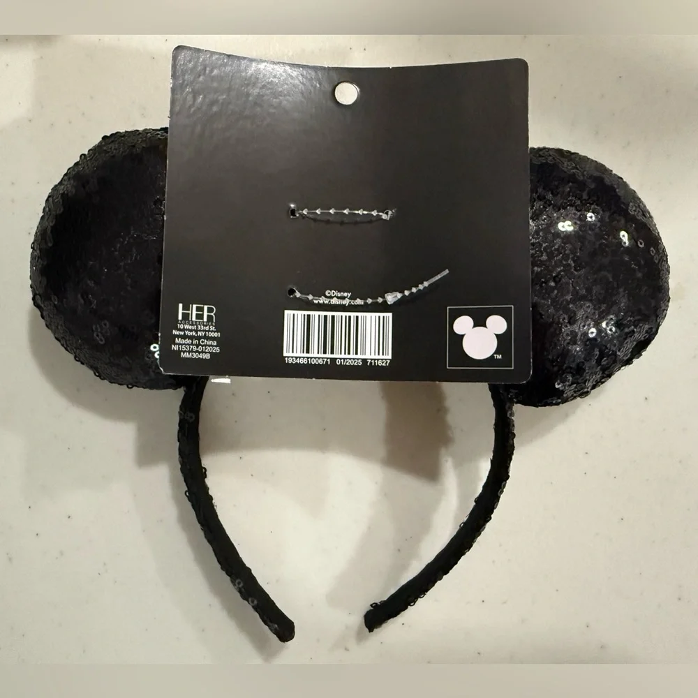 [Disney] NWT Black & Silver Sequin Mickey Ears